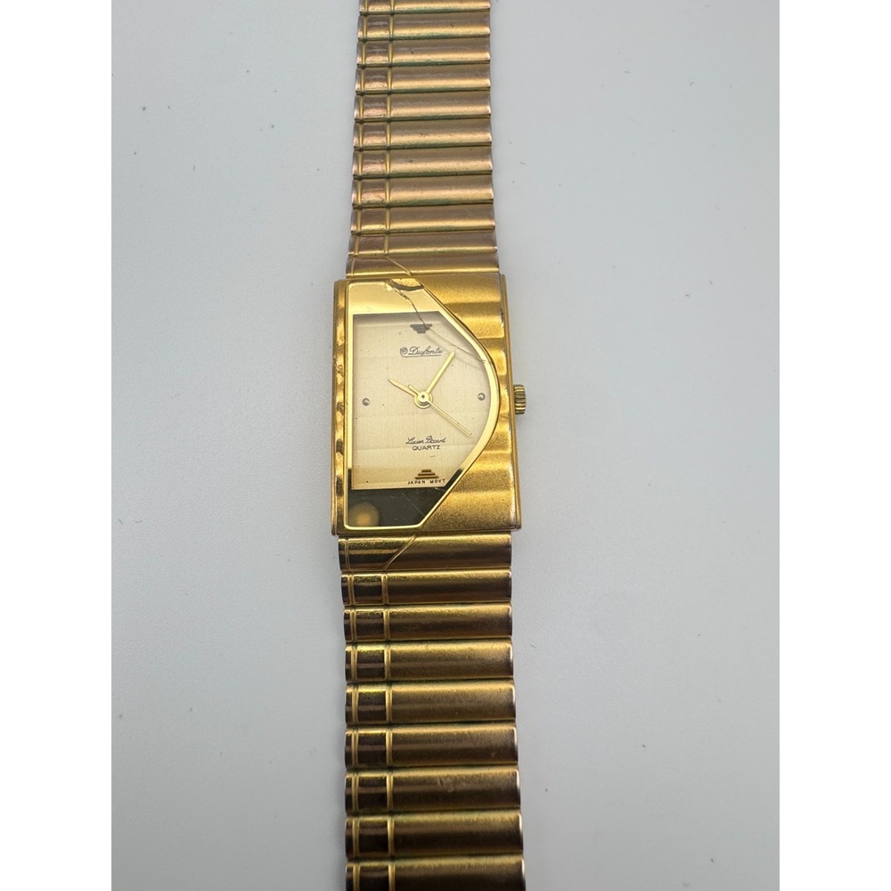 Vintage WORKING Lucien Piccard DuFonte Watch Half Moon Cracked READ